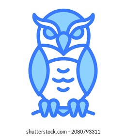 horror owl vector blue outline icon