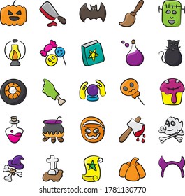 Horror Party Doodle Icons Pack 