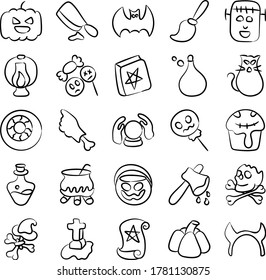 Horror Party Doodle Icons Pack 