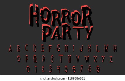 Horror Party - Stylized Vector Font with Red Shadow