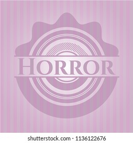 Horror pink emblem. Vintage.