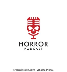 Vector de logotipo de podcast de terror. Logo Plantillas