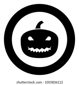 Horror pumpkin black icon in circle