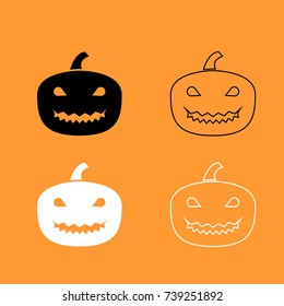 Horror pumpkin black and white set icon .