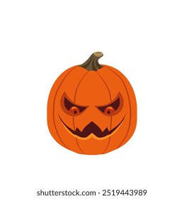 Cara de la calabaza del horror con los ojos espeluznantes y la sonrisa malvada para la decoración de Halloween y la tradición del truco-o-trato, diseño plano de la Ilustración vectorial