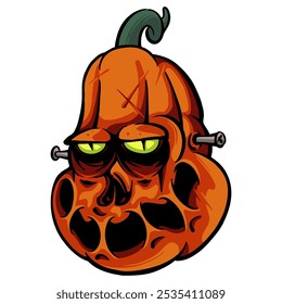 Horror Pumpkin Halloween VECTOR hand draw Colour. Pumpkin character  Pumpkin icon Pumpkin  logo