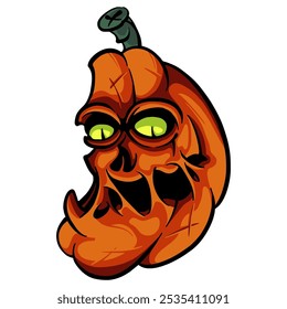 Horror Pumpkin Halloween VECTOR hand draw Colour. Pumpkin character  Pumpkin icon Pumpkin  logo