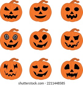 Patrón de calabazas de horror Ilustración Halloween