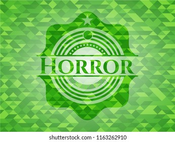 Horror realistic green mosaic emblem