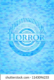 Horror realistic sky blue mosaic emblem