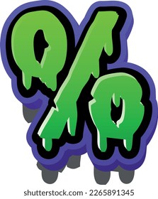 Horror and scary 3d illustration of percentage sign