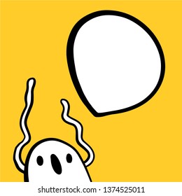 Horror scary monster hand drawn illustration and speech bubble cartoon style minimalism