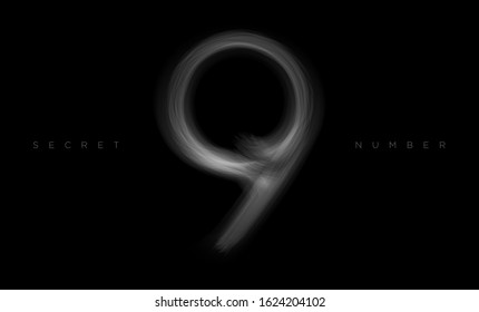 Horror scary movie alphabet from the darkness. Soul of the number nine. Vector illustration.