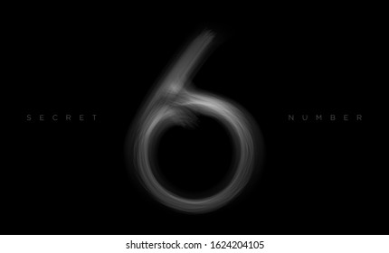 Horror scary movie alphabet from the darkness. Soul of the number six. Vector illustration.