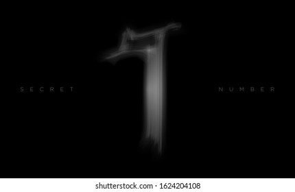 Horror scary movie alphabet from the darkness. Soul of the number one. Vector illustration.