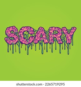 Horror scary text hand lettering words illustrations vector illustrations for your work logo, merchandise t-shirt, stickers and label designs, poster, greeting cards advertising business company brand