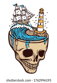 Horror sea adventure vector illustration