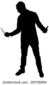 Horror Silhouette of Man with Knife 