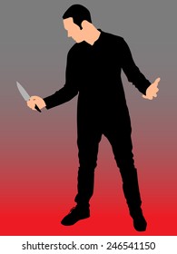 Horror Silhouette of Man with Knife 