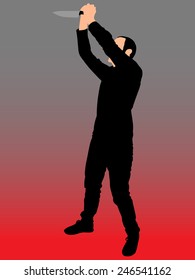 Horror Silhouette of Man with Knife 