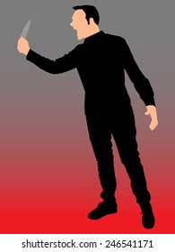 Horror Silhouette of Man with Knife 