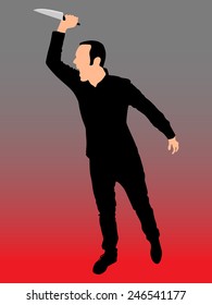 Horror Silhouette of Man with Knife 