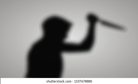 Horror Silhouette of Man with Knife, blurred on a gradient background