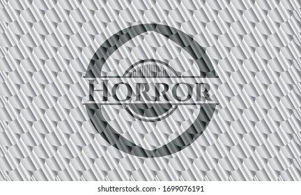 Horror silver shiny badge. Scales pattern. Vector Illustration. Detailed.
