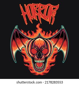 Horror Skull Halloween Vector Illustration