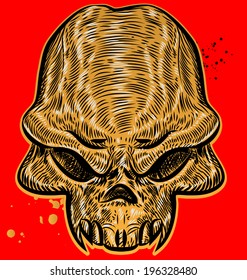 horror skull on red background