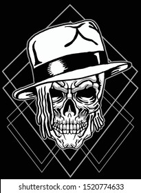 horror skull singer with sacred geometry for stiker and t shirt design