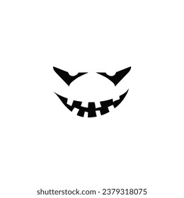 Horror smile of evil halloween pumpkin. Scary fear face for celebration as devilish decoration and emotional expression of vector evil