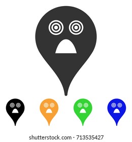 Horror Smiley Map Marker icon. Vector illustration style is a flat iconic horror smiley map marker symbol with black, gray, green, blue, yellow color versions.