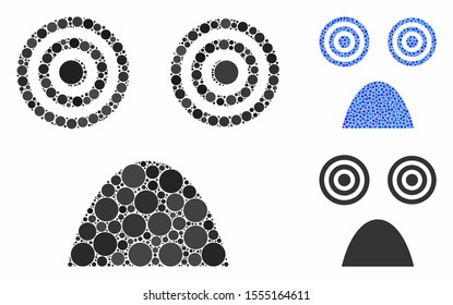 Horror smiley mosaic of small circles in different sizes and color tinges, based on horror smiley icon. Vector small circles are organized into blue mosaic.