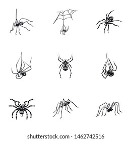 Horror spider icon set. Simple set of 9 horror spider vector icons for web design isolated on white background
