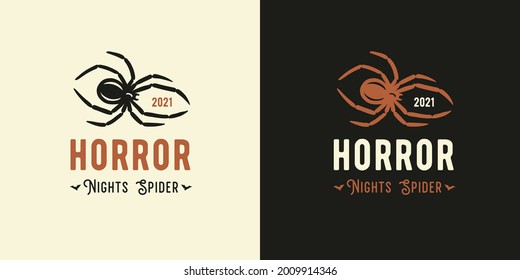 Horror spider for spiderweb design. Halloween insect for t-shirt halloween print. Spooky poisonous web tarantula for dark halloween party