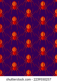 Horror spiders seamless vector seamless wallpaper, poisoned insects scary theme endless background pattern picture.