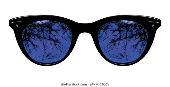 Horror spooky eye glasses vector clipart illustration - creative reflection spectacles clip art - night glasses