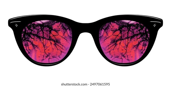 Horror spooky eye glasses vector clipart illustration - creative reflection spectacles clip art - night glasses