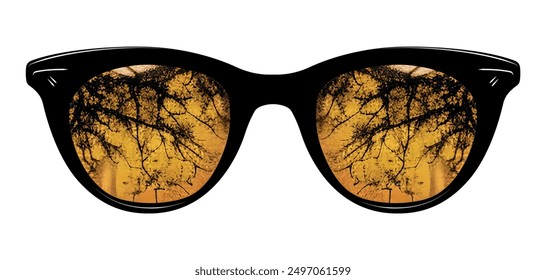 Horror spooky eye glasses vector clipart illustration - creative reflection spectacles clip art - night glasses