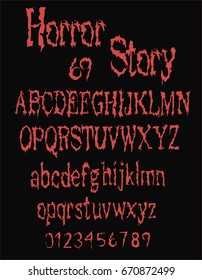 Horror Story - Red Halloween Font - Vector 