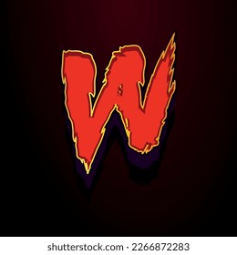 Horror style 3d illustration of letter w