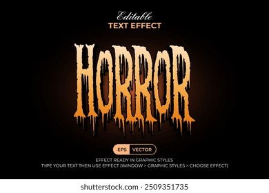 Horror Efecto de texto Halloween estilo 3D. Plantilla de efecto de texto editable.