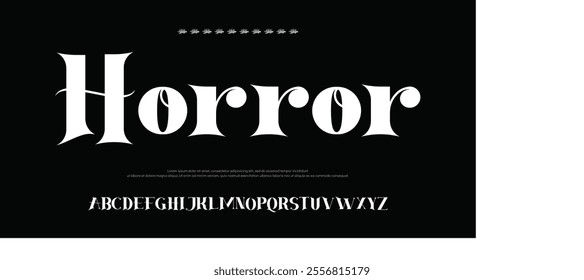 Horror Vector colorful template Festival Cheer. Children cute Font. Bright Alphabet Letters and Numbers set.