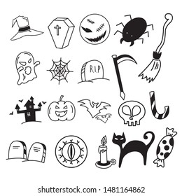 horror vector doodle vector sets template