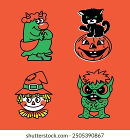 horror vector. halloween pattern vector. horror holidayicon. ghost eps. creepytheme. vector. vintage halloween. eps. vintage art