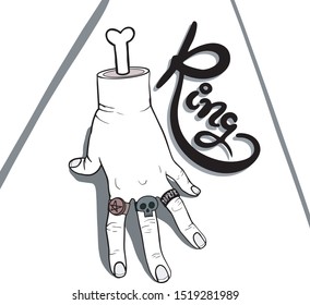 horror vector hand with ring and lettering 
