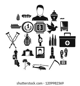 Horror of war icons set. Simple set of 25 horror of war vector icons for web isolated on white background