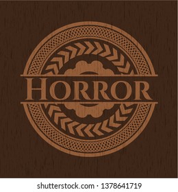 Horror wooden emblem. Vintage.