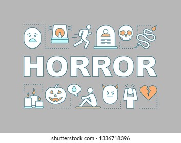 Horror word concepts banner. Consternation. Dangerous area. Threat to life. Terrible accident. Presentation, website. Isolated lettering typography idea, linear icons. Vector outline illustration